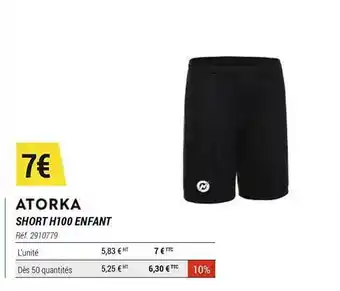 Decathlon Short H100 Enfant Atorka offre
