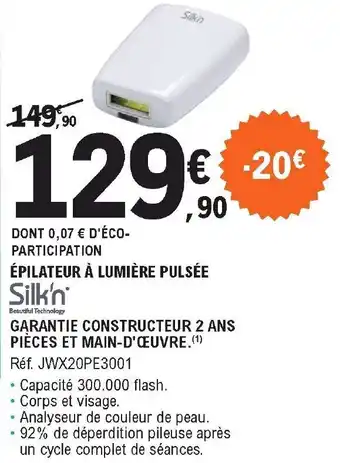 E.Leclerc Épilateur à lumière pulsée offre