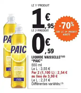 E.Leclerc Liquide Vaisselle "paic" offre