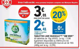 E.Leclerc Tablettes lave vaisselle "uni vert" offre