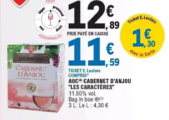 E.Leclerc AOC cabernet d'anjou "les caractères" offre