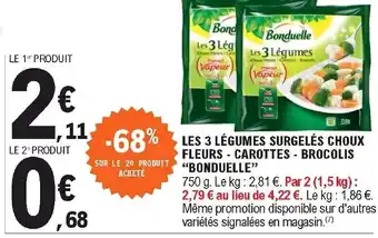 E.Leclerc Les 3 légumes surgelés choux fleurs offre