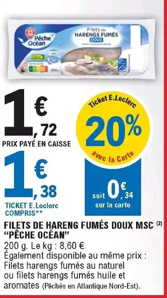 E.Leclerc Filets de hareng fumés doux msc "pêche océan" offre