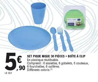 E.Leclerc Set pique nique 30 pièces + boîte à clip offre