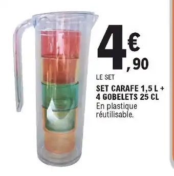 E.Leclerc Set carafe 1,5 l + 4 gobelets 25 cl offre
