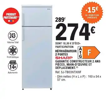 E.Leclerc Réfrigérateur 2 portes offre