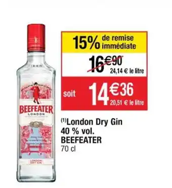 Cora x Carrefour London Dry Gin 40%vol Beefeater 70cl offre
