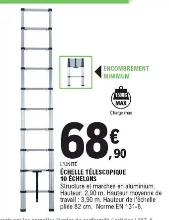Ăchelle telecopique 10 Ă©chelons