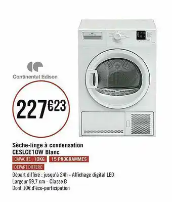 Sèche-linge à Condensation Ceslce 10w Blanc Continental Edison