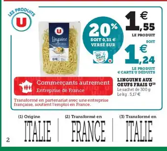 Super U Linguine Aux Oeufs Frais U offre
