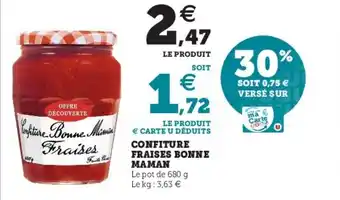 Super U Confiture Fraises Bonne Maman offre