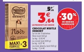 Super U Chocolat Nestle Dessert offre