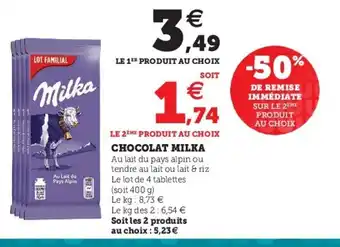 Super U Chocolat Milka offre