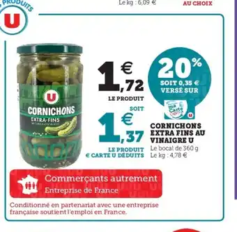 Super U Cornichons Extra Fins Au Vinagre U offre