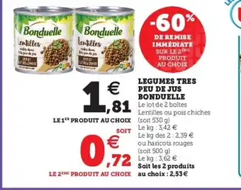 Super U Legumes Tres Peu De Jus Bonduelle offre