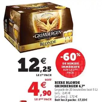 Super U Biere Blonde Grimbergen offre