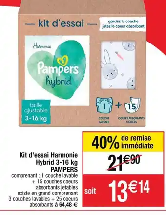 Cora x Carrefour Kit d'Essai Harmonie Hybrid 3-16kg Pampers offre