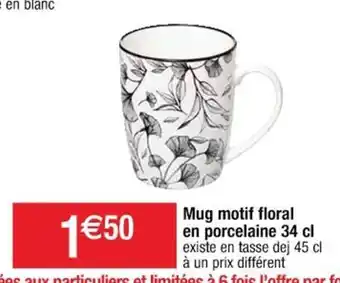 Mug Motif Floral En Porcelaine 34cl