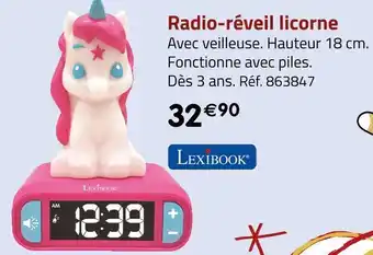 Lexibook radio-réveil licorne