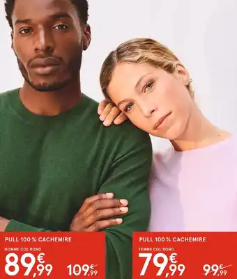 Monoprix Pull 100 % cachemire homme col rond, pull 100 % cachemire femme col rond offre