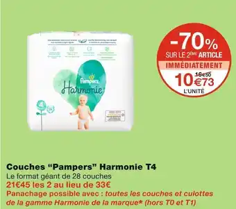Monoprix Pampers couches “pampers” harmonie t4 offre