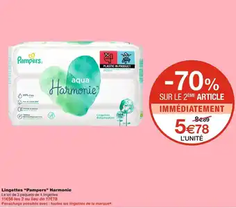 Monoprix Harmonie lingettes “pampers” harmonie offre