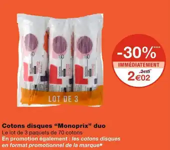 Monoprix Monoprix cotons disques duo offre