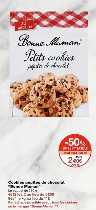 Monoprix Bonne maman cookies pépites de chocolat offre