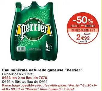 Monoprix Perrier eau minérale naturelle gazeuse offre