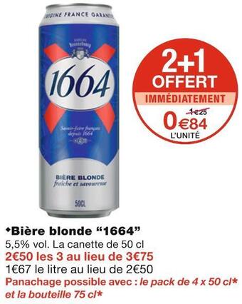 Monoprix 1664 bière blonde offre