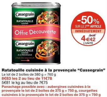 Monoprix Cassegrain ratatouille cuisinée à la provençale offre