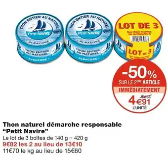 Monoprix Petit navire thon naturel démarche responsable offre