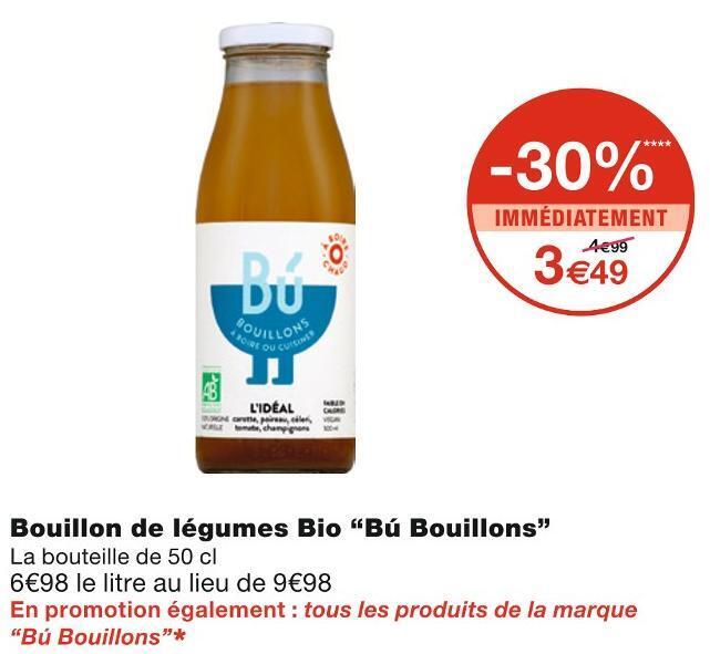 Promo Bú bouillons bouillon de légumes bio chez Monoprix