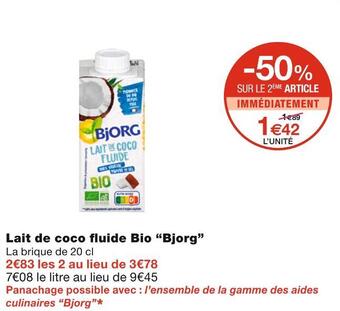 Monoprix Bjorg lait de coco fluide bio offre