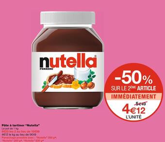 Monoprix Nutella pâte à tartiner offre