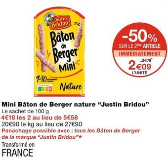 Monoprix Justin bridou mini bâton de berger nature offre