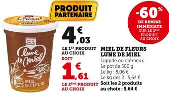 U Express Lune de miel miel de fleurs offre