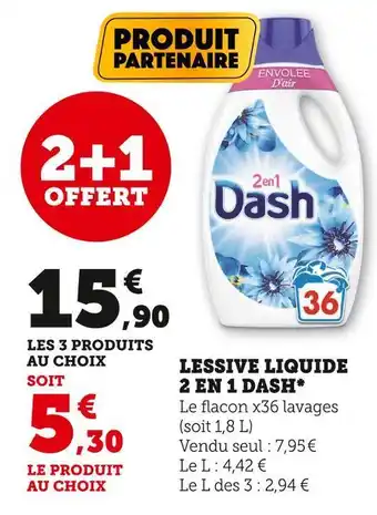 U Express Dash lessive liquide 2 en 1 * offre