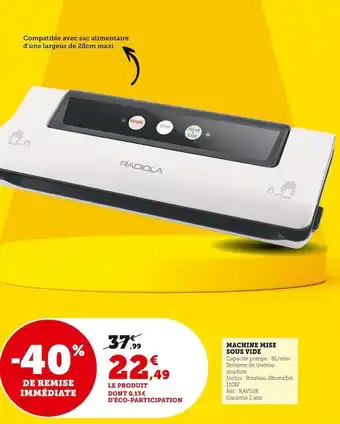 U Express Machine mise sous vide offre