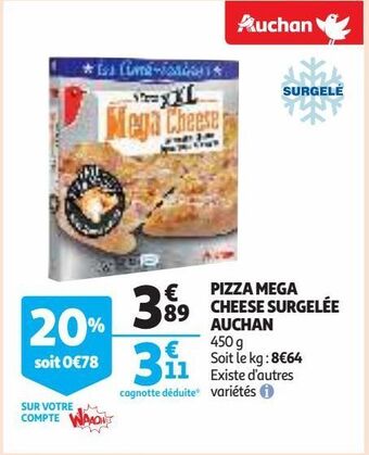 Auchan Supermarché Pizza mega cheese surgelée auchan offre