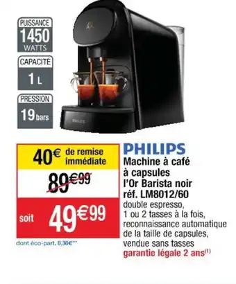 Cora x Carrefour Philips Machine à Café à Capsules l'Or Barista Noir offre