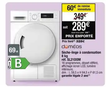 Sèche-linge à Condensation 8kg Réf. Sl21dom Doméos