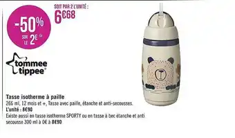 Géant Casino Tasse isotherme à paille tommee tippee offre