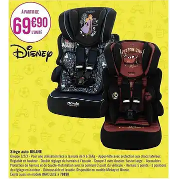 Géant Casino Siège auto beline disney offre