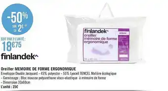 Géant Casino Oreiller mémoire de forme ergonomique finlandek offre