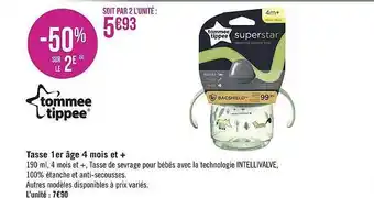 Tasse 1er âge 4 mois et + tommee tippee