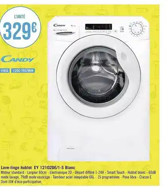 Géant Casino Lave-linge hublo ey 1210de-1-s blanc candy offre