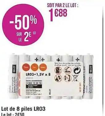 Géant Casino Lot de 8 piles lr03 offre