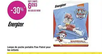 Géant Casino Lampe de poche portable paw patrol pour les enfants energizer offre