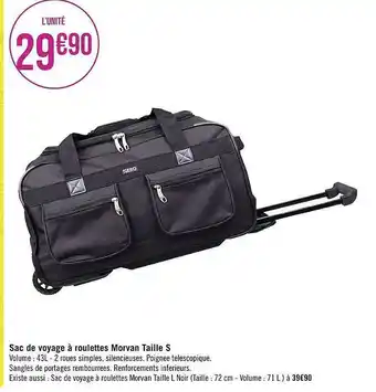 Sac de voyage à roulettes morvan taille s